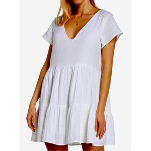 Rip Curl Women's Lightweight Cotton Flowy Premium Surf Cover Up White Dress M